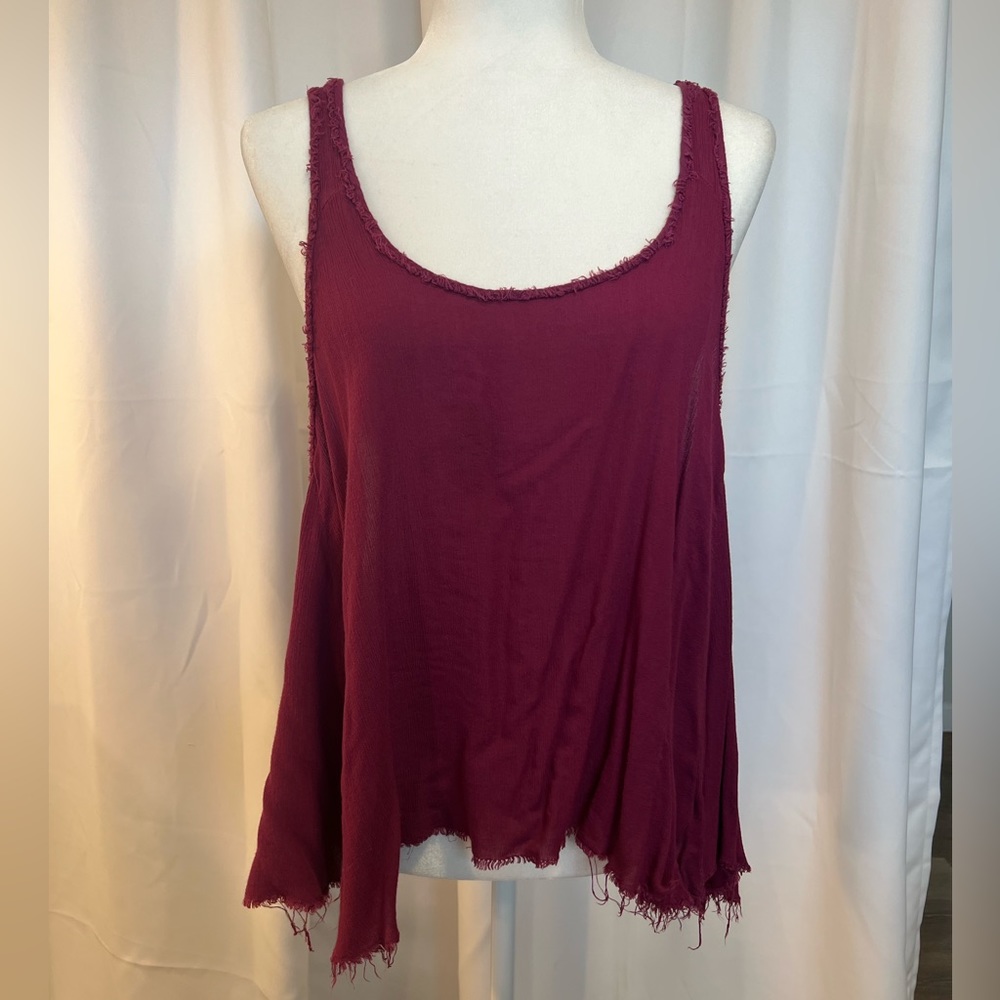 Free People Intimates Raw Hem Asymmetrical Tank Top
